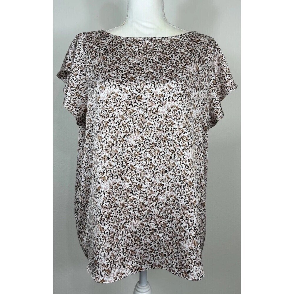 Nordstrom Short Sleeve Animal Print Pullover Blouse Size Large (12)